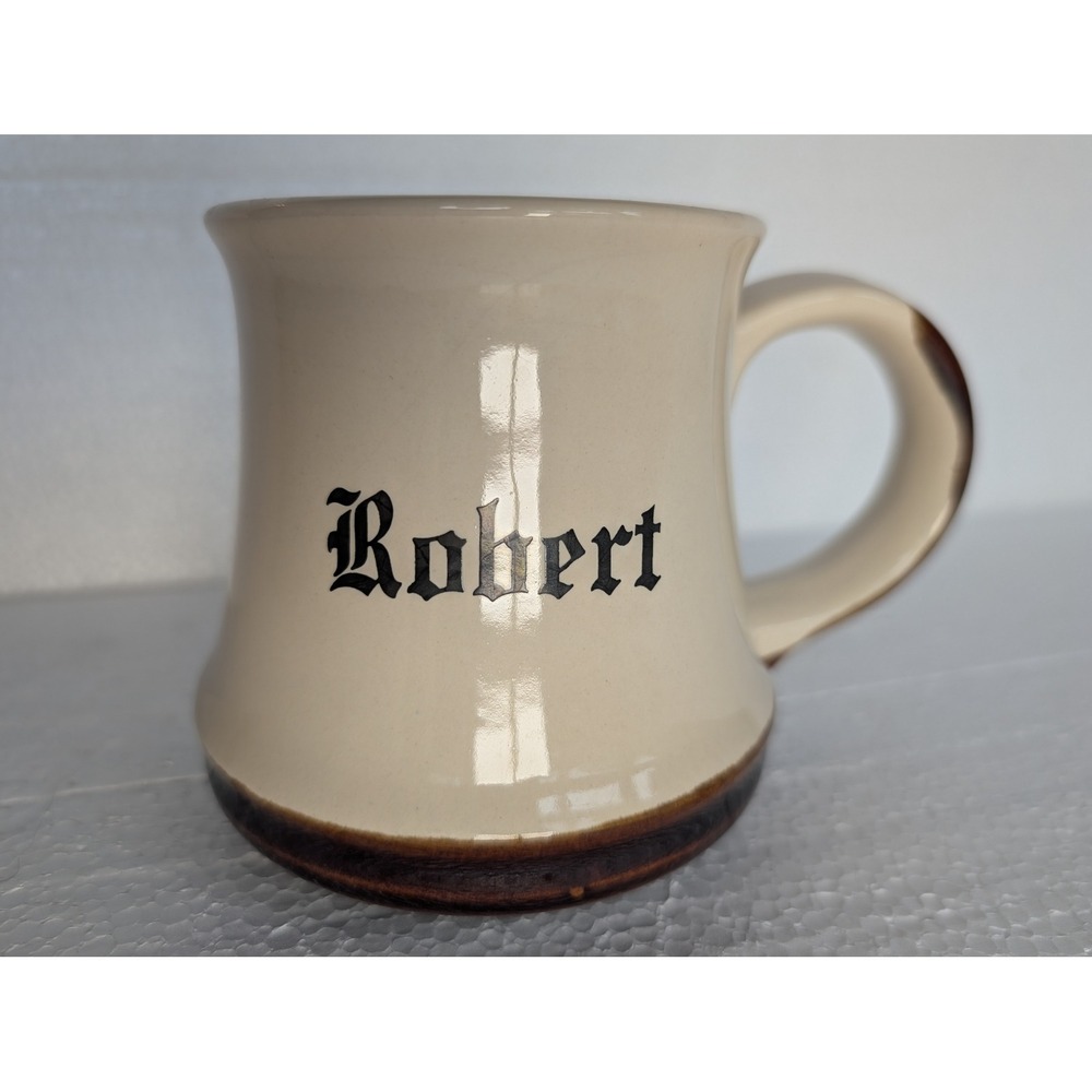Mug Merchant Robert‎ No Spill Wide Base Ceramic Coffee Mug Brown Cream